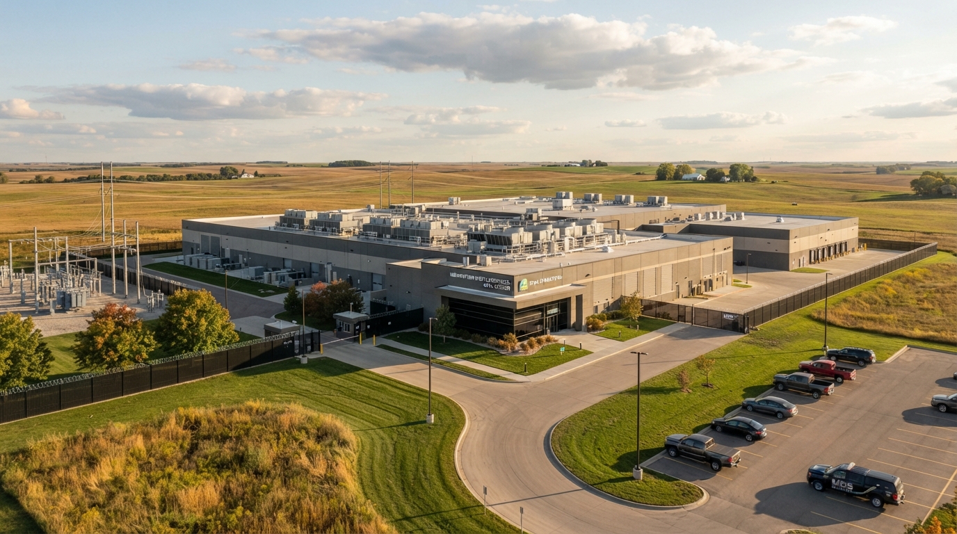 The exterior of a midwest data center.